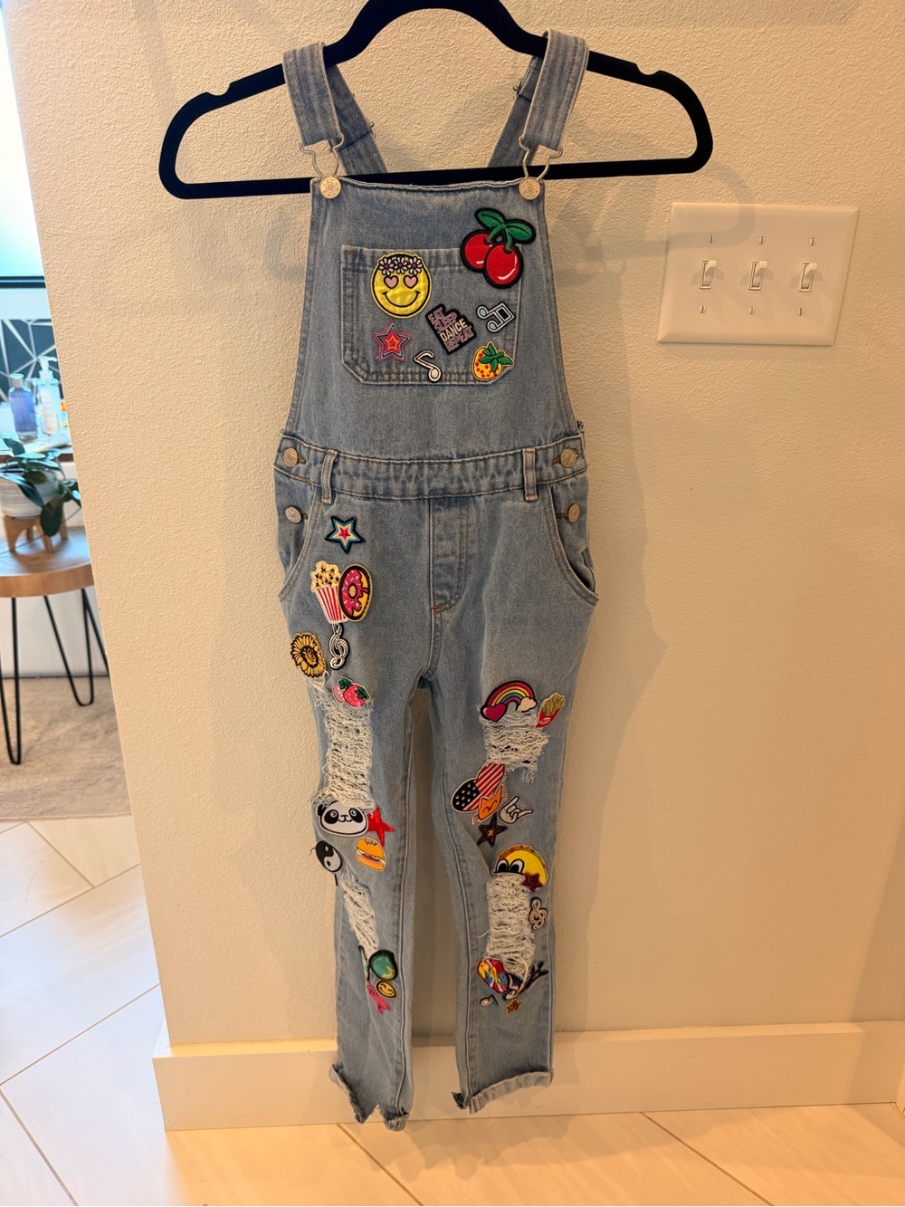 Curtain Call Blue Denim Overalls with Fun Patchwork for Hip Hop Costume ChildMed